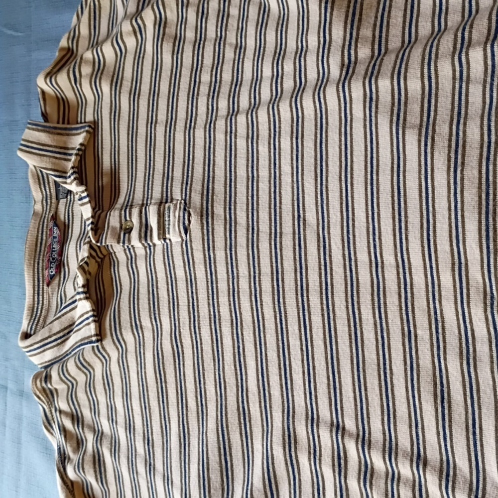 Old College Inn Striped Polo in Cream, Navy & Olive - Picture 3 of 10
